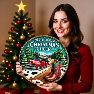 Grande Horloge Ronde Joie de Noël des routes de campagne