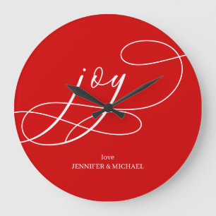 Grande Horloge Ronde Joie de Noël minimaliste moderne