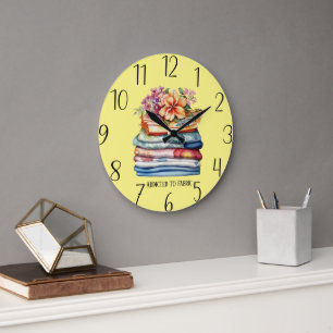 Grande Horloge Ronde joli addict du tissu ajouter du texte salle de cou