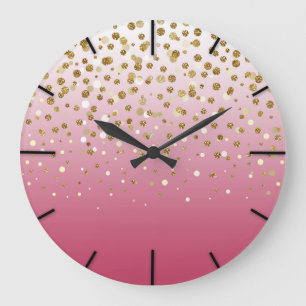 Grande Horloge Ronde Joli confetti de parties scintillant moderne girly