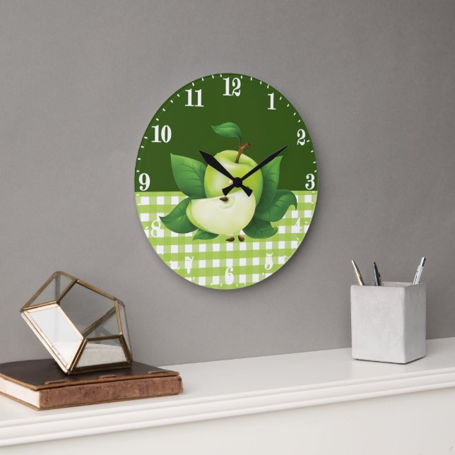 Grande Horloge Ronde Joli décor pomme cuisine (Bureau)