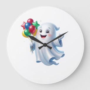 Grande Horloge Ronde Joli Fantôme Volant avec Ballons Halloween