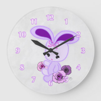 Grande Horloge Ronde Joli lapin gothique Fuzzy