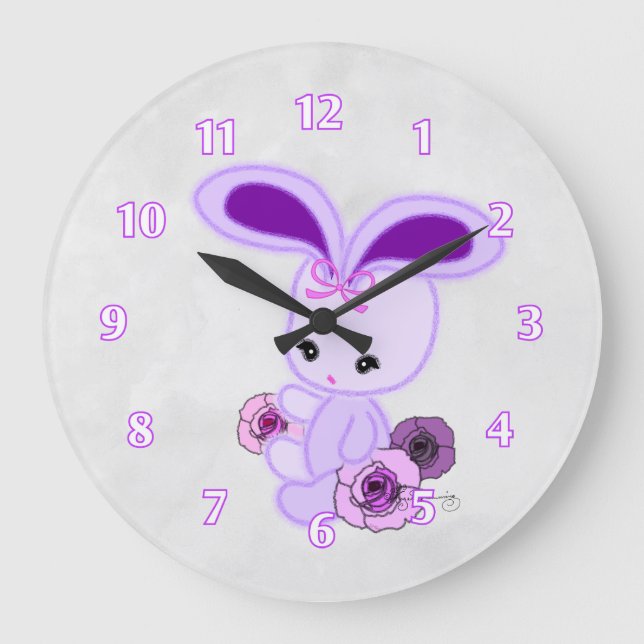 Grande Horloge Ronde Joli lapin gothique Fuzzy (Recto)