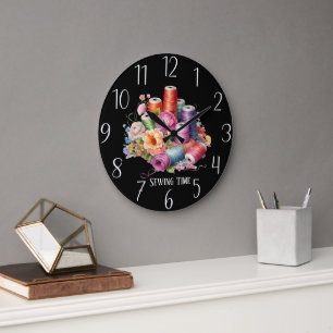 Grande Horloge Ronde joli moment de couture ajouter du texte 
