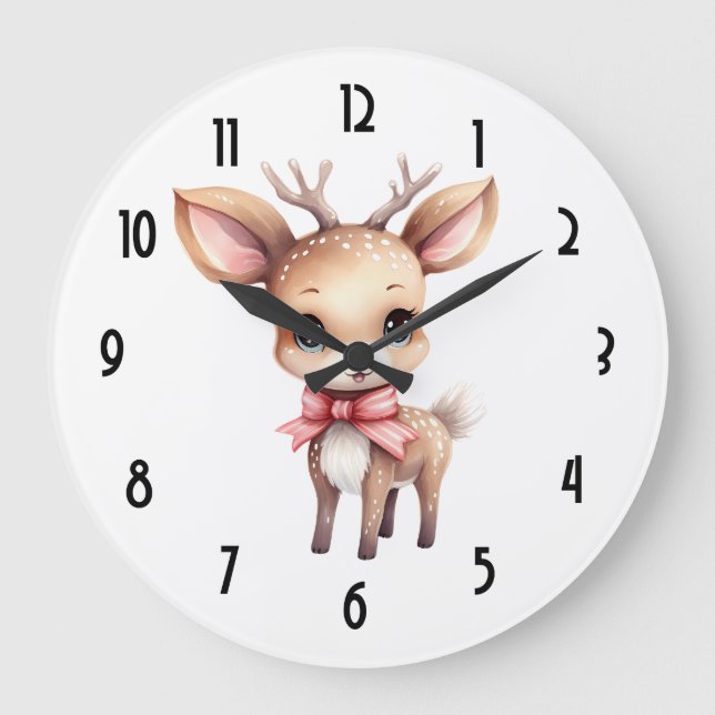 Grande Horloge Ronde Joli renne de Noël (Recto)