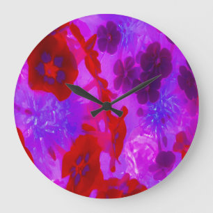 Grande Horloge Ronde Joli violet et rouge du jardin Fleurs Phlox
