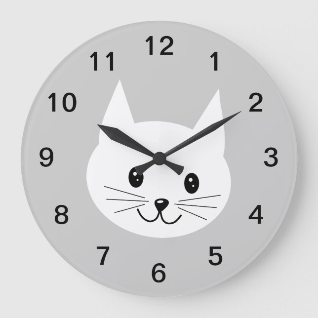 Grande Horloge Ronde Joli Visage De Chat. (Recto)
