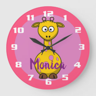 Grande Horloge Ronde Jolie Bubble gomme rose Monogramme Giraffe