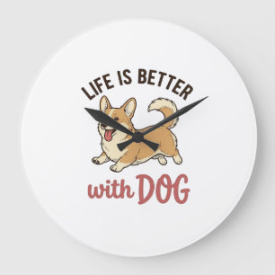 Grande Horloge Ronde Jolie conception de la vie de chien Corgi est meil