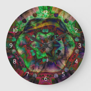 Grande Horloge Ronde Jolie flambée de fleurs Abstraite