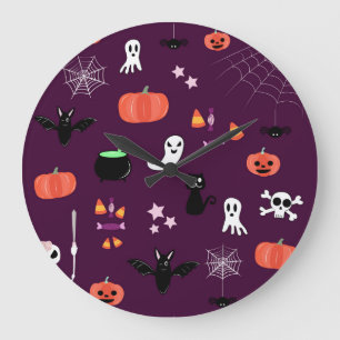 Grande Horloge Ronde Jolie Halloween Créatif Art