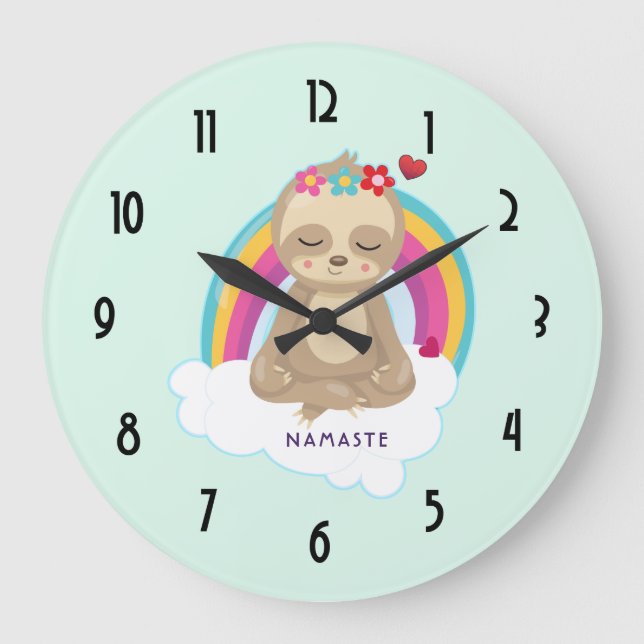Grande Horloge Ronde Jolie machine à manger avec arc-en-ciel (Recto)