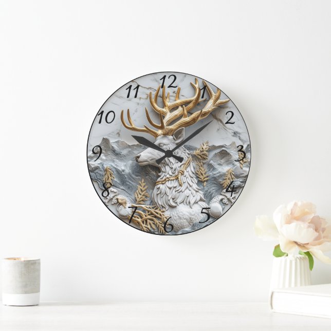 Grande Horloge Ronde Jolly Reindeer Christmas Fun (Maison)