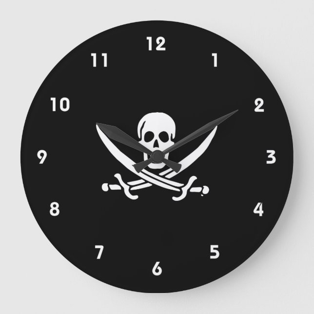 Grande Horloge Ronde Jolly roger drapeau de pirate (Recto)