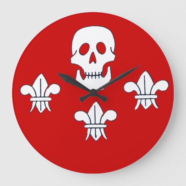 GRANDE HORLOGE RONDE JOLLY ROGER SKULL AND THREE LILIES FLAG (Recto)