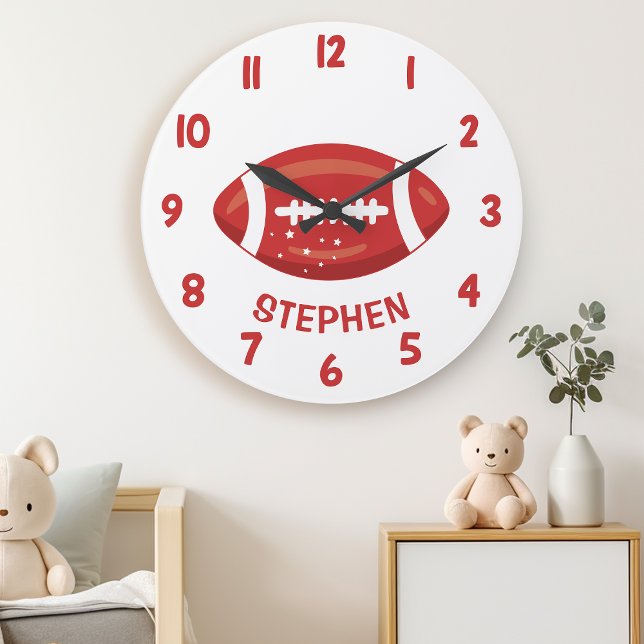 Grande Horloge Ronde Jote Red Boys Football Chambre Mur (Créateur téléchargé)