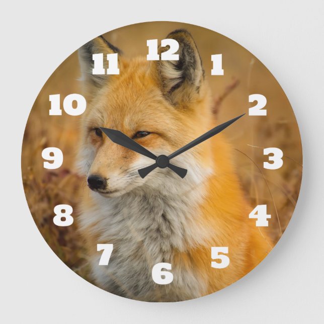 Grande Horloge Ronde Jote Red Fox Wilderness Nature Photographie (Recto)