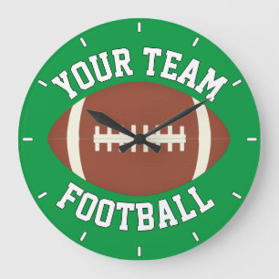 Grande Horloge Ronde Joueur de football ou entraîneur personnalisé Nom 