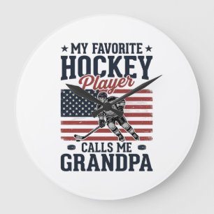 Grande Horloge Ronde Joueur de hockey préféré m'appelle grand-père vint