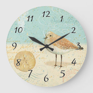 Grande Horloge Ronde Joueur de pipeau français vintage de sable