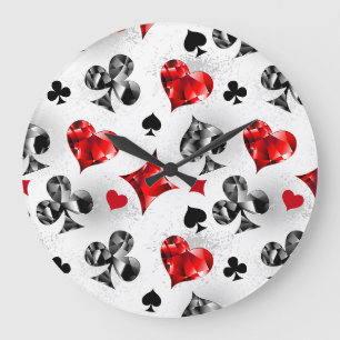 Grande Horloge Ronde Joueur de poker Joueur de cartes de jouer costumes