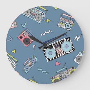 Grande Horloge Ronde Joueurs vintages de cassettes : Art Rétro sans Sea