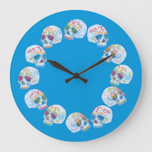 Grande Horloge Ronde Jour Des Crânes De Sucre Morts