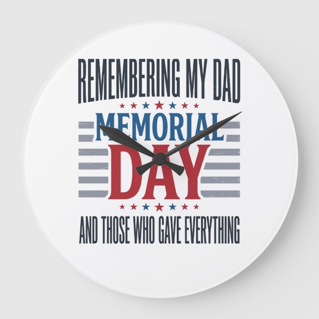 Grande Horloge Ronde Jour du Souvenir Papa Hommage Patriotique (Recto)