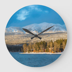 Grande Horloge Ronde Jours Derniers Lumière Sur Les Pistes De Ski De C