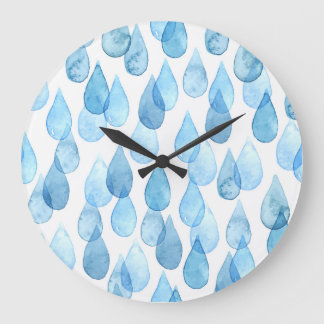 Grande Horloge Ronde Jours pluvieux : Motif aquarelle Vintage