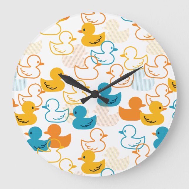 Grande Horloge Ronde Joyeuse baignade une patte de canards Motif II (Recto)