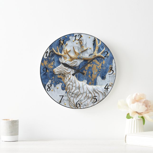 Grande Horloge Ronde Joyeuse Reindeer Holiday Magie (Maison)