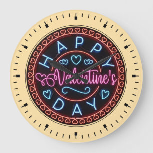 Grande Horloge Ronde Joyeuse Saint-Valentin Cercle Design-67128