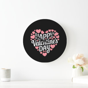 Grande Horloge Ronde Joyeuse Saint Valentin drôle Cœur Amour Valentin 