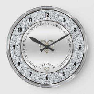 Grande Horloge Ronde Joyeux 25ème mariage universellement diamants et a