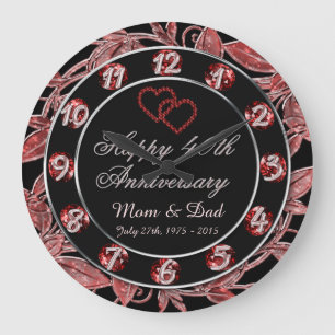 Grande Horloge Ronde Joyeux 40e anniversaire Ruby Leaf numéros