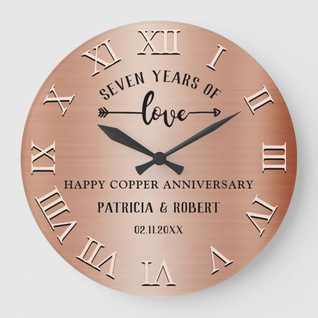 Grande Horloge Ronde Joyeux 7e anniversaire Mariage de cuivre (Recto)
