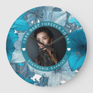 Grande Horloge Ronde Joyeux Anniversaire Amaryllis Mignon Evénement