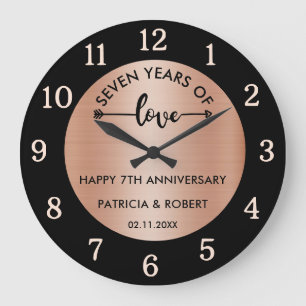 Grande Horloge Ronde Joyeux anniversaire de cuivre  7e anniversaire de 