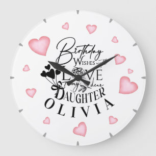 Grande Horloge Ronde Joyeux Anniversaire Fille 