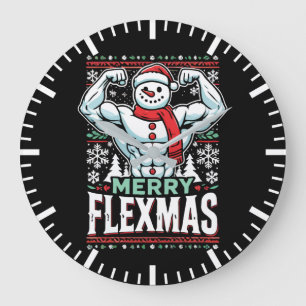 Grande Horloge Ronde Joyeux Flexmas - Snowman Flexting Gym de Noël
