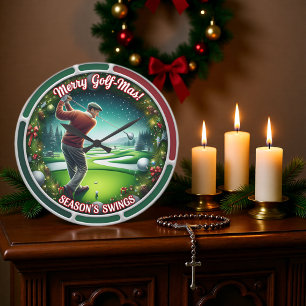 Grande Horloge Ronde Joyeux Golf-Noël Vacances de Golf