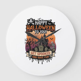 Grande Horloge Ronde Joyeux Halloween Vous Maison Hantée Squelette Chau