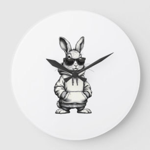 Grande Horloge Ronde joyeux jour de pâques lapin de pâques garçons enfa