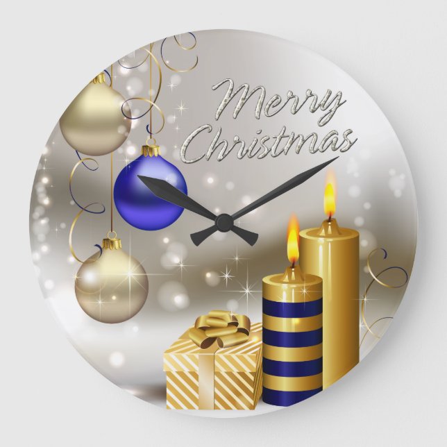 Grande Horloge Ronde Joyeux Noël 28 Options d'horloge murale (Recto)