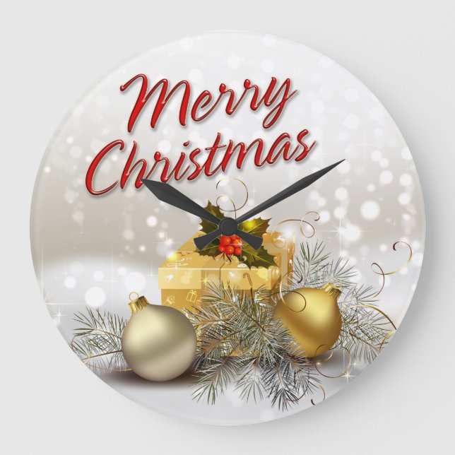 Grande Horloge Ronde Joyeux Noël 36 options d'horloge murale (Recto)