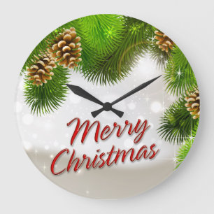Grande Horloge Ronde Joyeux Noël 38 Options d'horloge murale