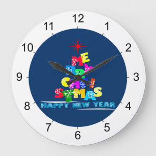 Grande Horloge Ronde Joyeux Noël Bonne année