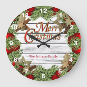 Grande Horloge Ronde Joyeux Noël Festive Design
